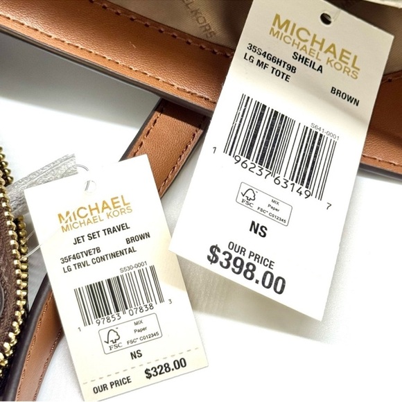 Michael Kors Sheila Large Logo Tote Bag & Matching Continental Wallet Brown - Picture 12 of 12